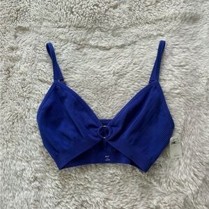 NWT Aerie Blue Ribbed Ring Front Bralette